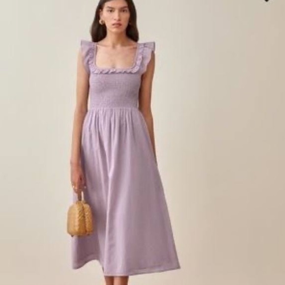 Reformation Dresses & Skirts - REFORMATION Noreen Smocked Ruffle Dress Midi